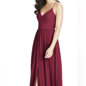 Dessy Collection Vivian Diamond maroon bridesmaid dress